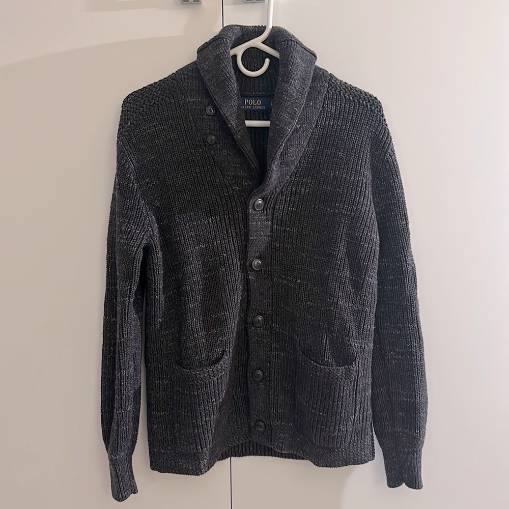 Polo Ralph Lauren dark grey button down cardigan